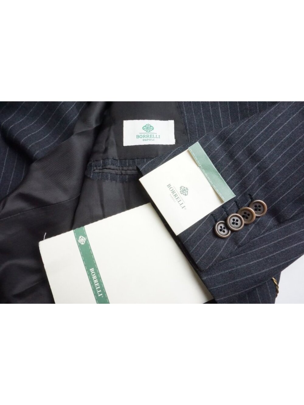 Borrelli Gray Striped Wool 2 Pc Suit Jacket Pants Sz 44R US 54 EU NEW